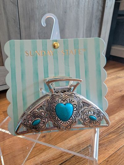 Sunday State New metal claw clip with turquoise embellishments