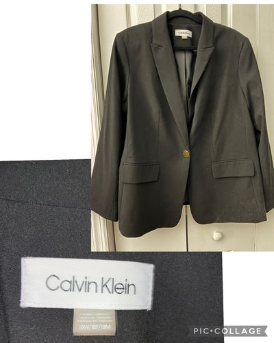 Designer Calvin Klein blazer Black w single gold button and lining-high quality Women's XXL 18