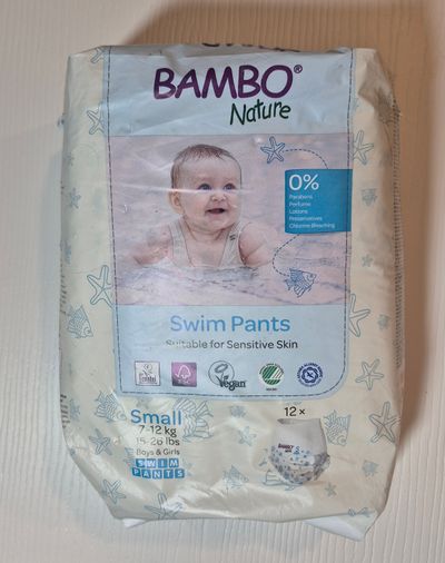 New Swim Diapers Bamboo for Sensitive Skin Small 15-26lbs 12 count