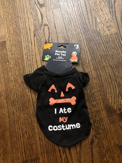 Brand new small dog novelty, pet T-shirt For Halloween says I ate my costume