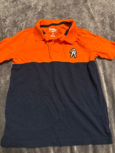 Oshkosh Orange and navy short sleeved astronaut polo 4T