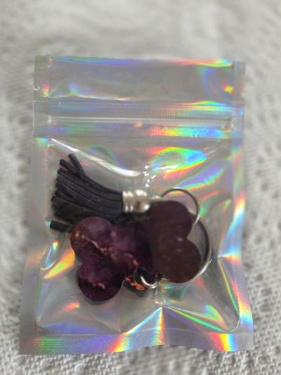 Brand New Handmade Dog Tag Keychain Purple