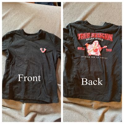 True Religion Black short sleeve with design on back 2T
