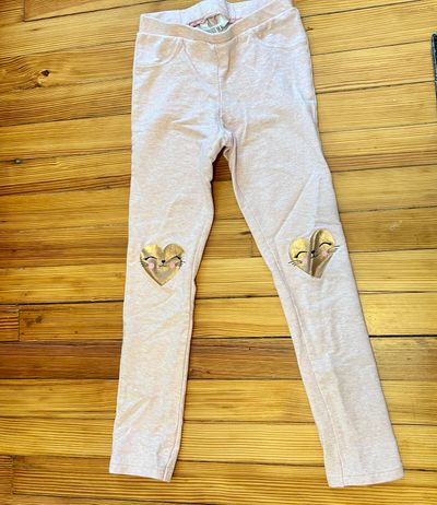 H&M Stretch Leggings  Pink with Smiling Hearts at Knee 10 10-12