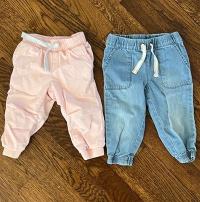 Carters set of 2 joggers 1 Jean and 1 light pink 12 Months