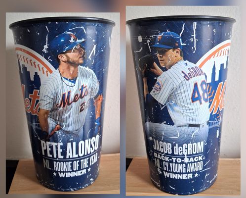 NY Mets Souvenir Alonso DeGrom 32oz Cup Celebrates DeGrom's Cy Young & Alonso's Rookie of the year awards
