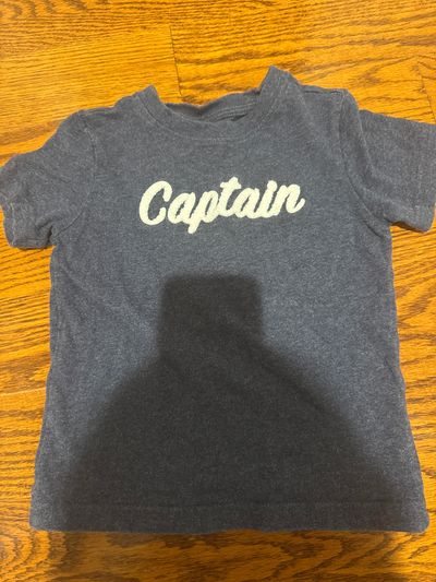 Janie and Janie Captain  lettering blue shirt 3T