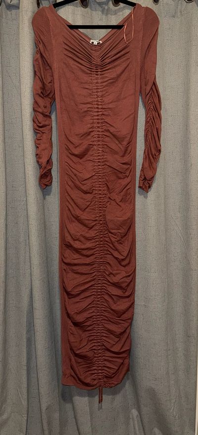 Fashion Nova pink long sleeve rouge dress Adjustable length Women's - XL