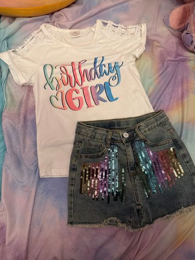 Birthday Girl Sequin Outfit From Sparkle in Pink Size 2XL approx 7/8 7-8