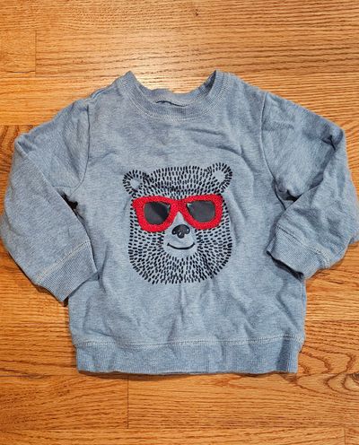 Little Me Like new boys 2T sweatshirt feature playful bear wears sunglasses 2T