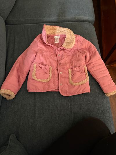 Pink winter coat with fur trim  4T