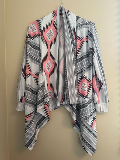 Myobe  Pink/Gray/White Soft Cardigan Women's - M