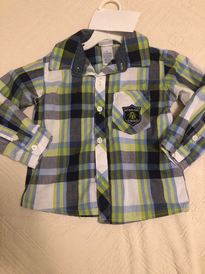 Nannette Kids Blue green plaid button down 3T