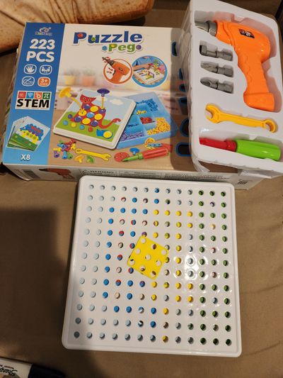 Kids Drill & Screwdriver Toy Set STEM learning,Creative Mosaic Drill Puzzle Kit,