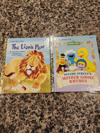 Little golden book lot of 2 The Lion's Paw, Sesame Street's Mother Goose Rhymes