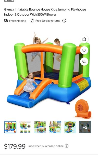Kids Bounce House With Fan Brand New from Walmart Holds 2 large kids or 3+ small kids