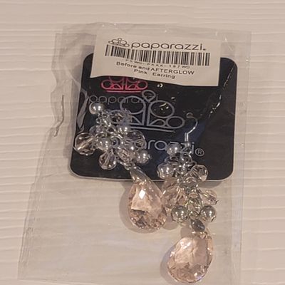 Paparazzi Silver Pink Sparkle Hook Earrings