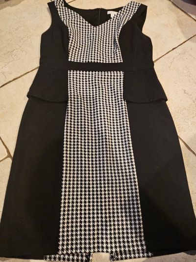 New York & Company Black/White Plaid Tank Top Dress Women's 14