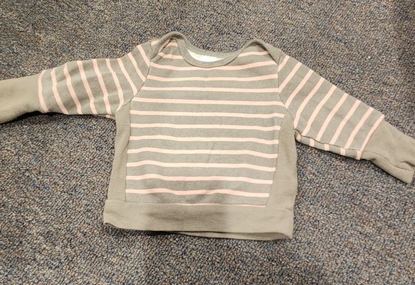 Hanes Pink and gray striped sweatshirt 0-6 Months